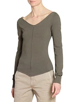 Crêpe Wide V-Neck Top