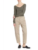 Crêpe Wide V-Neck Top