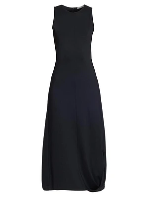Twisted Hem Midi-Dress