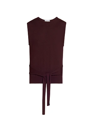 Wool-Blend Self-Tie Sleeveless Top