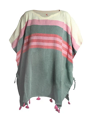 Striped Cotton Caftan Maxi Dress
