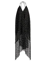 La Robe Riviera Fringe Halter Midi-Dress