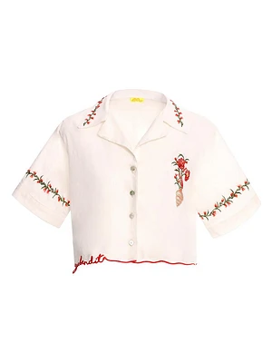 Itsy Nacar Embroidered Crop Shirt
