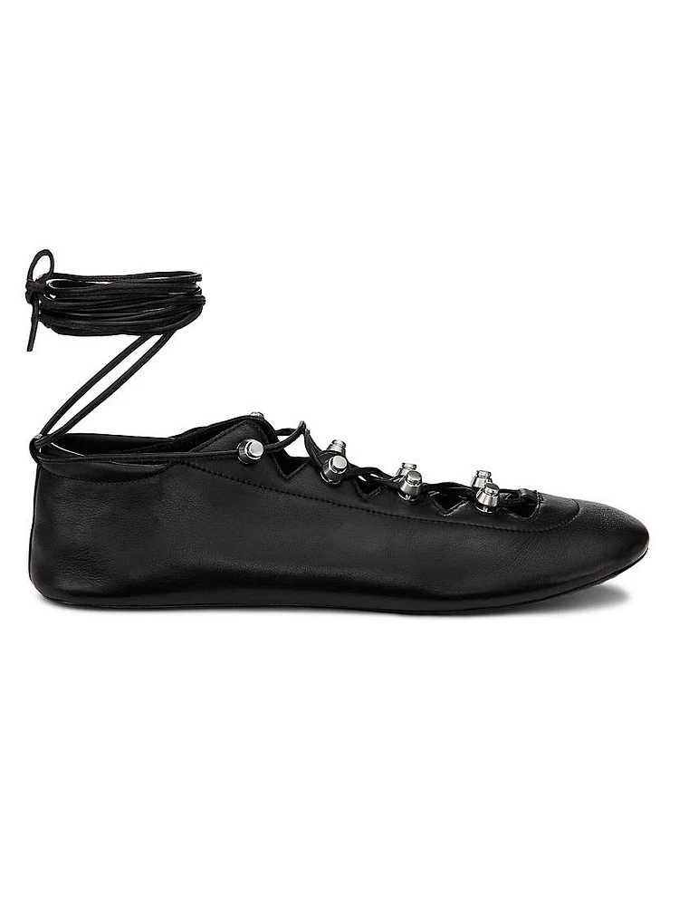 Vyolette Leather Lace-Up Flats