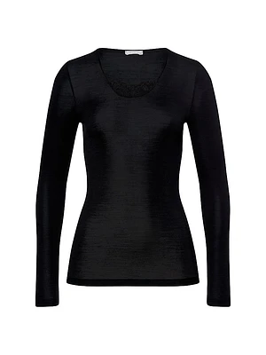 Woolen Silk Embroiderd Long-Sleeve Shirt