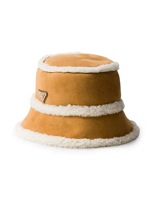 Suede Shearling Bucket Hat