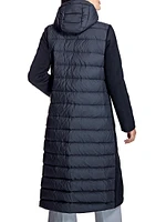 Long Wool Blend Hooded Puffer