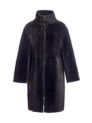Shearling Jacket with Knit Collar