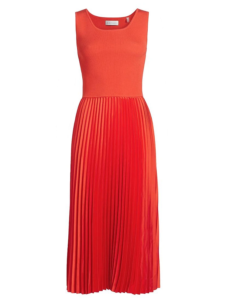 The Mave Pleated Mixed-Media Sweaterdress