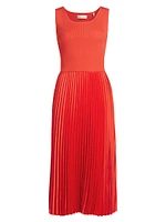The Mave Pleated Mixed-Media Sweaterdress