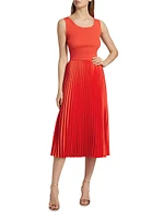 The Mave Pleated Mixed-Media Sweaterdress