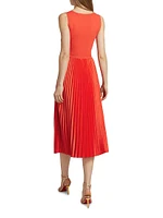 The Mave Pleated Mixed-Media Sweaterdress