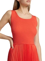 The Mave Pleated Mixed-Media Sweaterdress