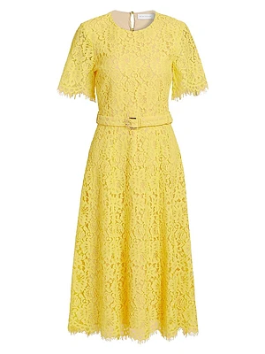 The Lex Belted Lace Midi-Dress