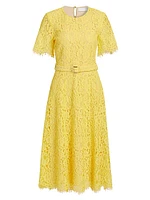 The Lex Belted Lace Midi-Dress