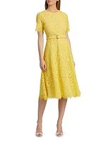 The Lex Belted Lace Midi-Dress