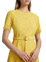 The Lex Belted Lace Midi-Dress