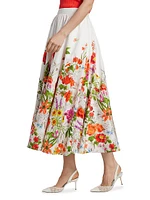 The Juliana Sky Jardin Floral Cotton Poplin Midi-Skirt