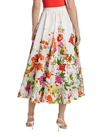The Juliana Sky Jardin Floral Cotton Poplin Midi-Skirt