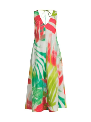 Usami Printed Plunging V-Neck Maxi Dress
