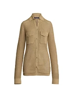 Linen-Blend Mesh Sweater Shirt