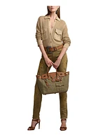 Linen-Blend Mesh Sweater Shirt
