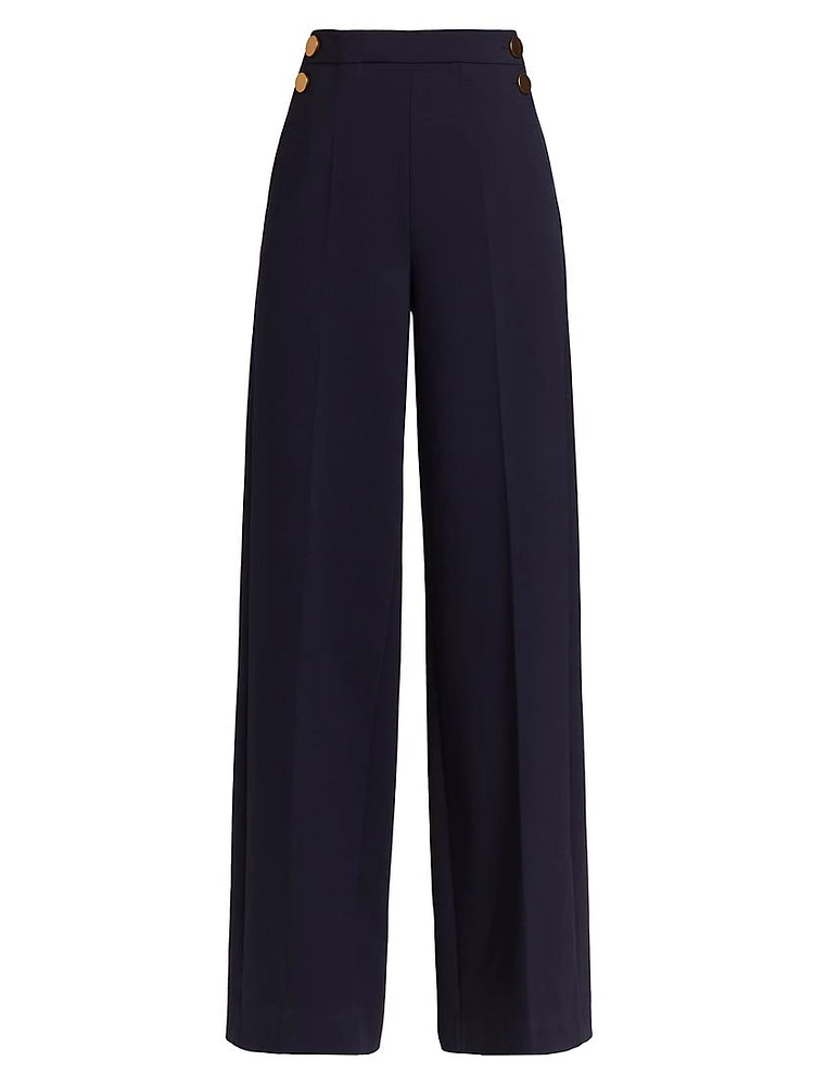 Polonia Stretch-Wool Wide-Leg Pants