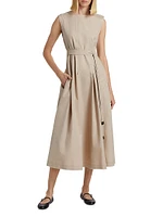 Amina Cotton Tie-Waist Midi Dress