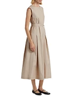 Amina Cotton Tie-Waist Midi Dress