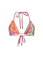 Floral Mixed Scarves Triangle Bikini Top