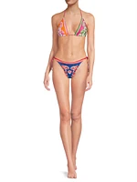 Floral Mixed Scarves Triangle Bikini Top