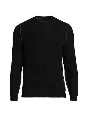 Contrast-Trimmed Cashmere Crewneck Sweater