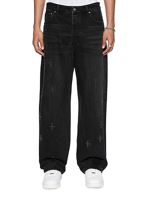Plus Anti K Nirvana Distressed Mid-Rise Straight-Leg Jeans
