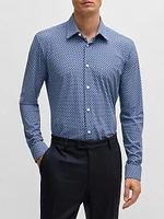 Slim-Fit Shirt in Printed Performance-Stretch Jersey