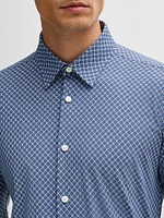 Slim-Fit Shirt in Printed Performance-Stretch Jersey