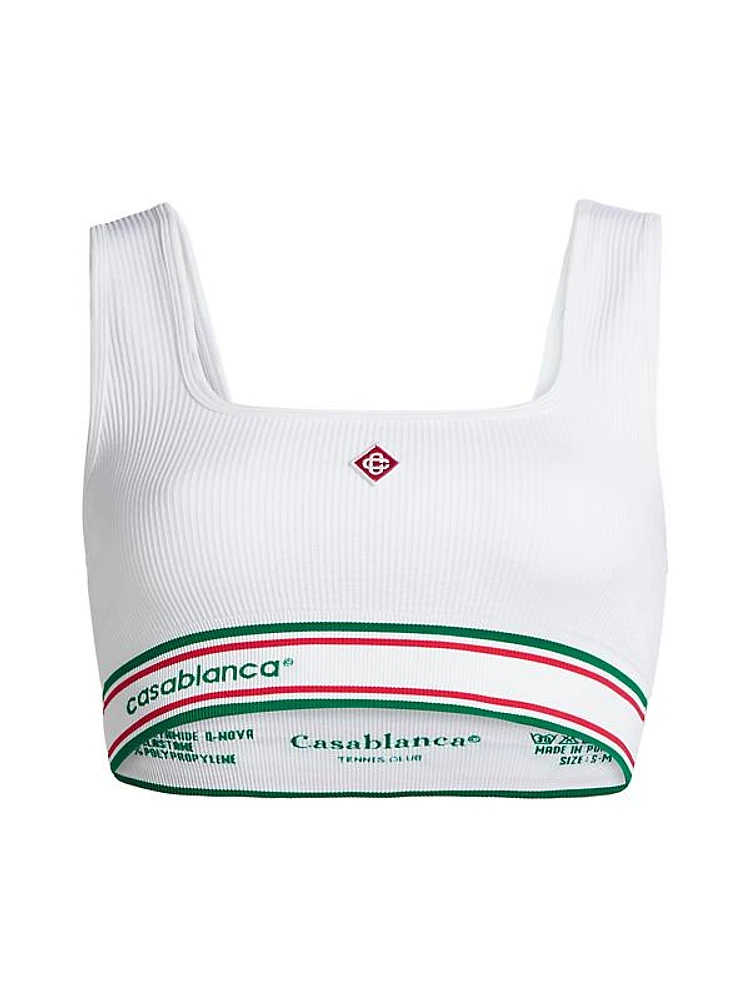 Rib-Knit Logo Sports Bra