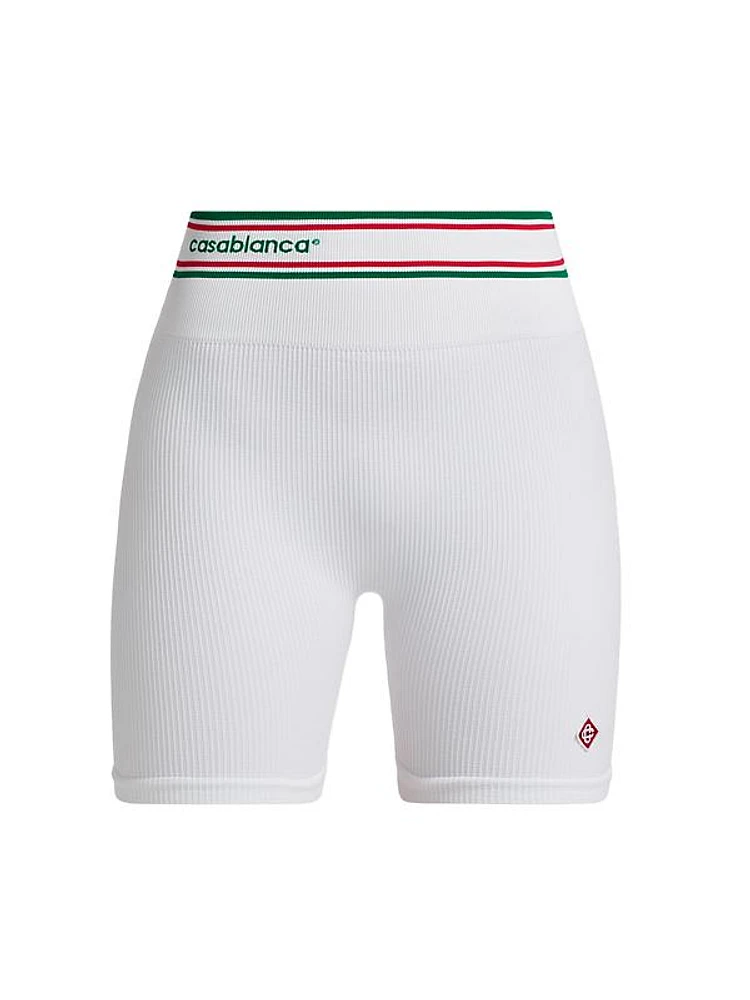 Rib-Knit Logo Fitted Shorts