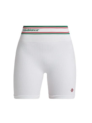 Rib-Knit Logo Fitted Shorts