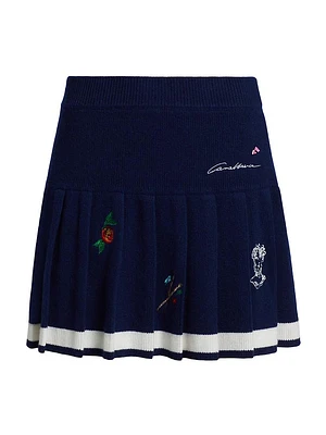 Merino Wool & Cashmere Pleated Miniskirt