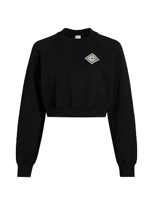 Embellished Patch Crop Sweatshirt