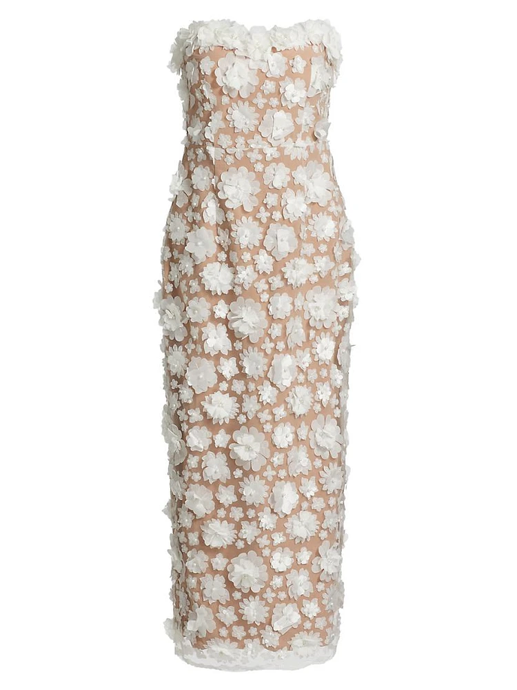 Bluebell Floral Appliqué Midi-Dress