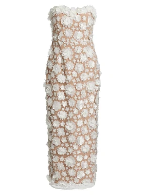 Bluebell Floral Appliqué Midi-Dress