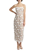 Bluebell Floral Appliqué Midi-Dress