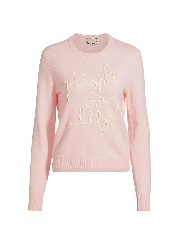 Embroidered Cashmere Crewneck Sweater