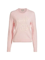 Embroidered Cashmere Crewneck Sweater