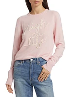 Embroidered Cashmere Crewneck Sweater