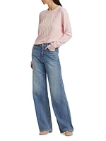 Embroidered Cashmere Crewneck Sweater