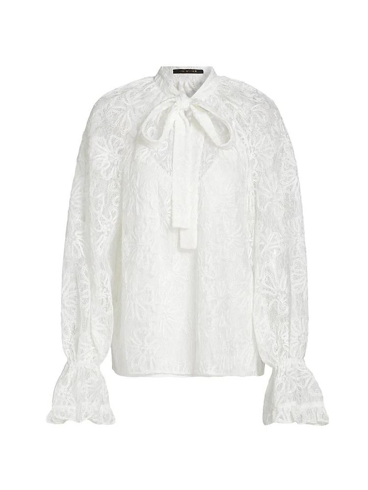 Posy Lace Tie-Neck Blouse