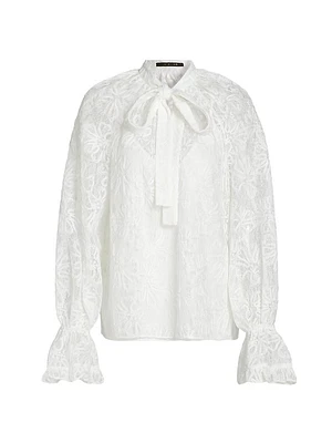 Posy Lace Tie-Neck Blouse