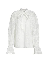Posy Lace Tie-Neck Blouse